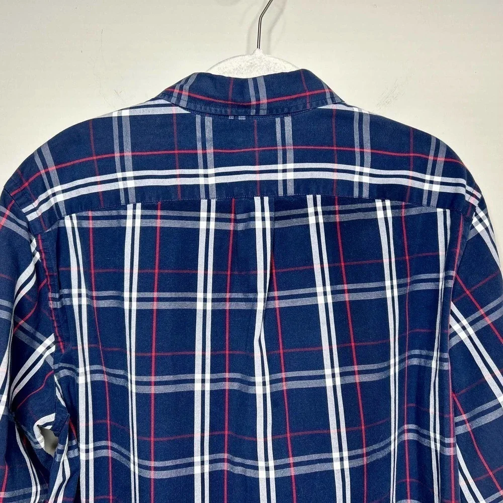 J. Crew Plaid Sunwashed Oxford Button Down Shirt Size M